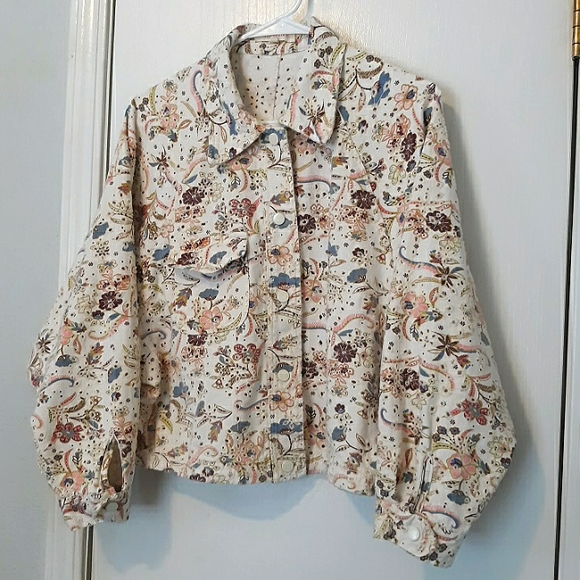 Solitaire Anthropologie Embroidered Cotton Eyelet Multicolor Snap Front Jacket L - Picture 3 of 8